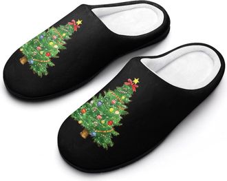 Generic Christmas Tree Mens Slippers Memory Foam Winter Warm Sandals Slip On House Shoes Size 7-14