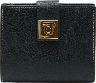 Ferragamo Pre-owned Wallets, female, Black, Size: ONE SIZE Pre-owned Gancini Leather Wallet