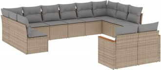 vidaXL Set De Sof&aacute;s De Jard&iacute;n 12 Pzas Y Cojines Rat&aacute;n Sint&eacute;tico Marr&oacute;n Vidaxl