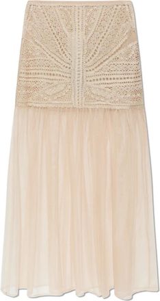 Ulla Johnson Tule Rok - Dames - Maxi Rokken - Beige - S - Tule - Rokken