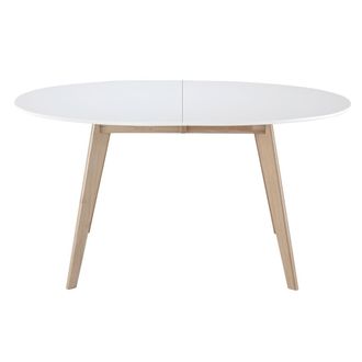 Miliboo Mesa Extensible Oval Blanca Y Madera Clara L150-200 Leena