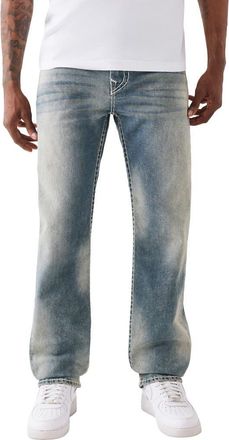 True Religion Ricky Super T Flap Staight Jeans in Crossbar Blue Medium Wash at Nordstrom, Size 40