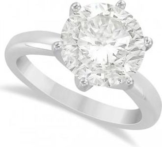 Allurez Round Solitaire Moissanite Engagement Ring 14K White Gold 4.00ctw