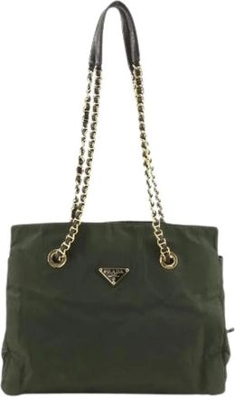 Prada Pre-owned Nylon Tote Bag - Dames - Vintage Shopper - Groen - ONE Size - Nylon - Vintage