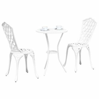 Berkfield Home Table 3-Piece White Cast Aluminum Garden Bistro Set