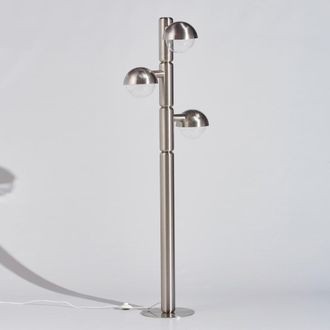 Maisons du monde L&aacute;mpara de pie de acero inoxidable gris con 3 pantallas esf&eacute;ricas