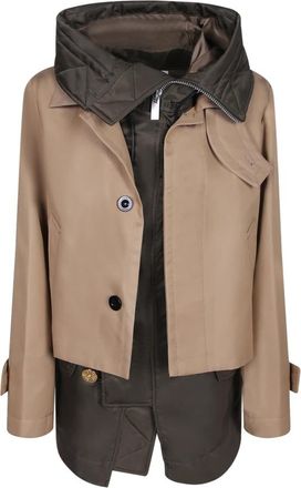 sacai Katoenen Gabardine Jas - Dames - Zomerjassen - Groen - L - Katoen - Jassen