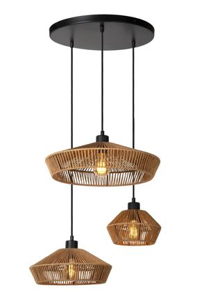 Lucide L&aacute;mpara colgante de papel 3xE27, natural