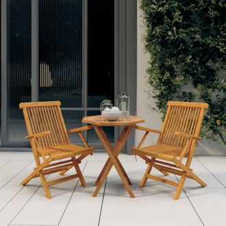 vidaXL Juego De Comedor Para Jard&iacute;n 3 Piezas Madera Maciza De Teca Vidaxl