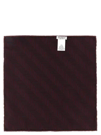 Brunello Cucinelli Silk Chevron Jacquard Pocket Square - Red