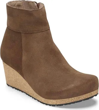 Birkenstock Womens Ebba Side Zip Cork Wedge Boot In Dark Tea