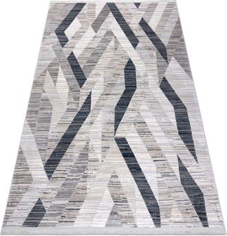 RugsX Rugsx - Modern carpet rebec fringe 51166B Geometric - two levels of fleece navy / cream blue 80x150 cm