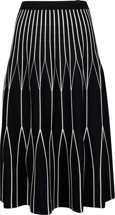 Elisabetta Franchi Black Geometric Flared Knitted Skirt