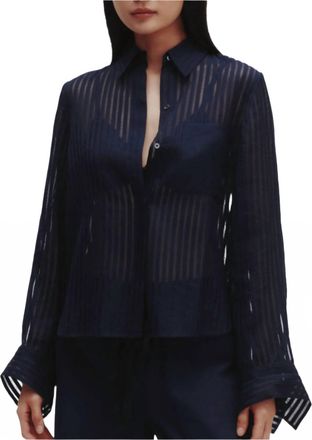 TWP Boyfriend Silk Organza Shirt In Midnight