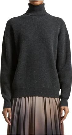 PESERICO Jersey tricot coltrui met lurex - Dames - Coltruien - Grijs - M - Polyester - Truien & Vesten