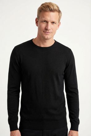 Joop Rundhalspullover JOOP Denny, Herren, Gr. XXL, schwarz, Strick, Obermaterial: 100% Wolle, unifarben, regular fit normal, Rundhals, elastischer Bund, Pu