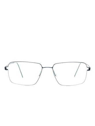 Lindberg Aaron rectangle-frame glasses - unisex - Titanium - 52 - Blue
