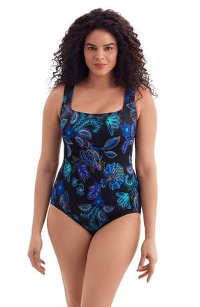 Longitude Butterfly Back Extra Long Torso One-Piece Swimsuit in Majorelle Garden at Nordstrom, Size 22