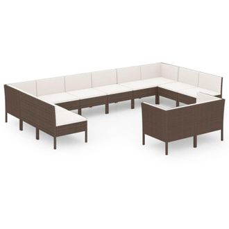 vidaXL 12 Pcs Set Lounge Garden Con Almohada