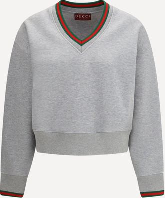 Gucci Felpa in jersey di cotone con Web Woman S