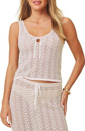 Splendid Eleni Pointelle Sweater Tank in Grey/white/light Fawn at Nordstrom, Size X-Large