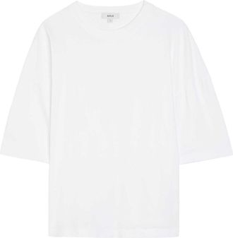 A Gold E Agolde Ellery Lace-up Cotton T-shirt - White - S (UK8-10 / S)
