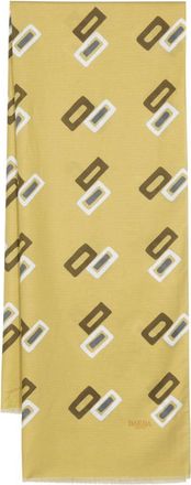 Barba graphic-print frayed scarf - men - Cotton/Linen/Flax - One Size - Green