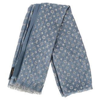 Louis Vuitton Pre-owned Womens Monogram Scarf in Light Blue Silk - One Size