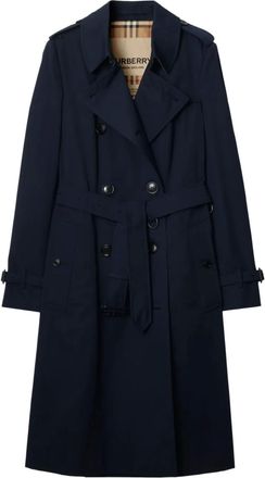 Burberry Chelsea Heritage double-breasted trench coat - women - Cotton/Cotton/Calf Leather/Viscose - 10 - Blue