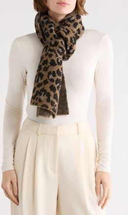 AllSaints Leopard Print Fuzzy Scarf in Natural at Nordstrom Rack