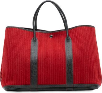 Herm&egrave;s Pre-owned Womens Garden Party Classic Tote - Dark Red Textile - One Size