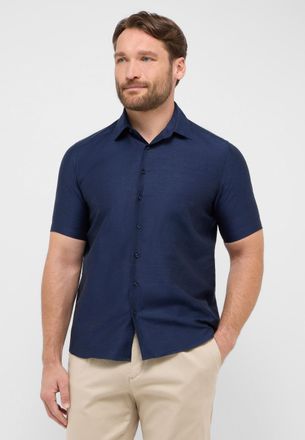 Eterna Kurzarmhemd ETERNA COMFORT FIT, Herren, Gr. 48, Normalgr&ouml;ssen, midnight, Twill, 59% Baumwolle, 41% Leinen, normal, Hemden Kurzarmhemd, EASY IRON (b&uuml;ge