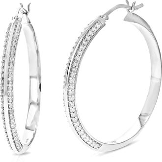 Vir Jewels 3/4 cttw Lab Grown Diamond Hoops Earrings in Sterling Silver With Push Backs For Women