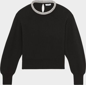 Reiss Wool-Blend Necklace-Trim Sweater