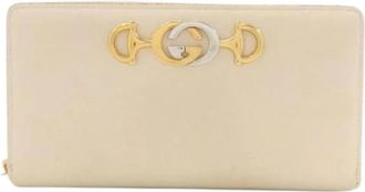 Gucci Pre-owned Lange portemonnee (bi-fold) - Dames - Vintage Accessoires - Beige - ONE Size - Leer - Vintage