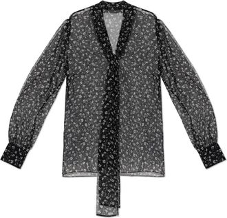 Dolce & Gabbana Zijden Blouse met Bloemendessin - Dames - Overhemden - Zwart - S - Overhemden