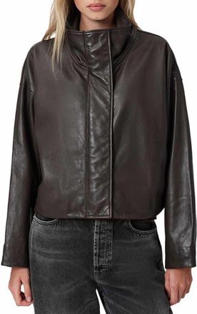 AllSaints Ryder Leather Jacket in Bitter Brown at Nordstrom, Size Medium
