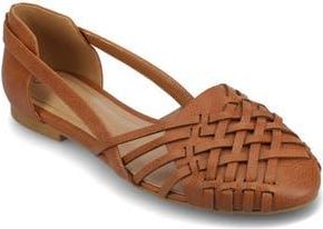 Journee Collection JOURNEE Ekko Weave Flat in Cognac at Nordstrom Rack, Size 9.5
