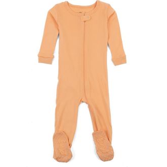 Leveret Footed Solid Cotton Matching Family Pajamas in Peach at Nordstrom, Size 18-24M