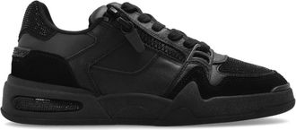 Giuseppe Zanotti Schoenen, Heren, Zwart, 44 1/2 EU, Leer, Sportschoenen met Glanzende Kristallen