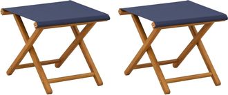 vidaXL Silla De Terraza 2 Pcs Madera De Eucalipto Maciza Azul Vidaxl