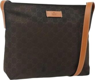 Gucci Pre-owned Cross Body Bags, female, Brown, Size: ONE SIZE Pre-owned Nylon Shoulder Bag
