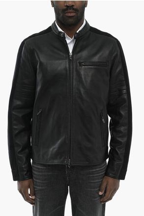 Diesel Leather and Denim Jacket L-SIMZ in Solid Color size 50