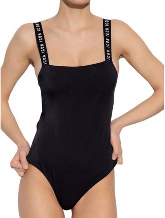 Dsquared2 Elastische Bandjes Badpak Uit &Eacute;&eacute;n Stuk - Dames - Badpakken - Zwart - XL - Badmode