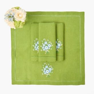 Mrs. Alice Green Floral Embroidered Linen Napkins at Nordstrom