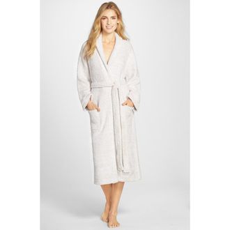 Barefoot Dreams Gender Inclusive CozyChic Robe in Heather Stone/White at Nordstrom, Size 1