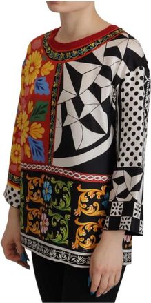 Dolce & Gabbana Ronde Hals Barok Blouse - Dames - Blouses - Veelkleurig - XS - Overhemden