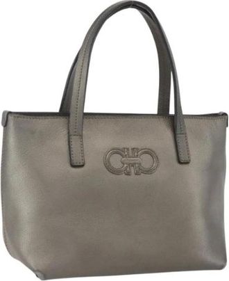 Ferragamo Pre-owned Handbags, female, Gray, Size: ONE SIZE Pre-owned Leather Handbag