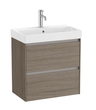 Roca Roca - Pack Unik Mueble Base Compacto De 2 Cajones + Lavabo Ona Color: Olmo Oscuro - Medidas: 600x360x645 Mm
