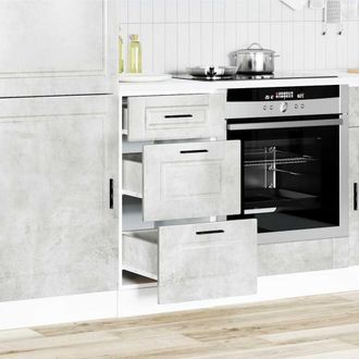 Berkfield Home Kitchen Base Cabinet Porto Concrete Grey Engineered Wood